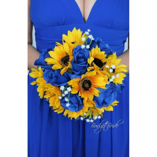 Bleu Lot De 10 Roses Artificielles En Soie Pour Décoration D'intérieur