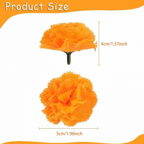 30 Pièces 4*5cmorange Têtes De Fleurs En Faux Oeillet, Fleurs Artificielles Marguerite Fleurs