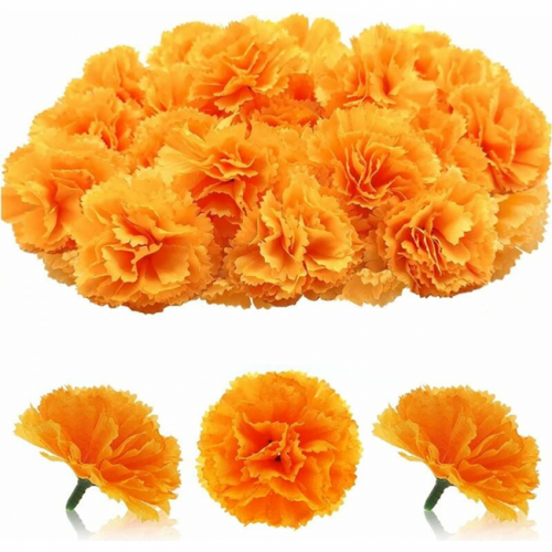 30 Pièces 4*5cmorange Têtes De Fleurs En Faux Oeillet, Fleurs Artificielles Marguerite Fleurs
