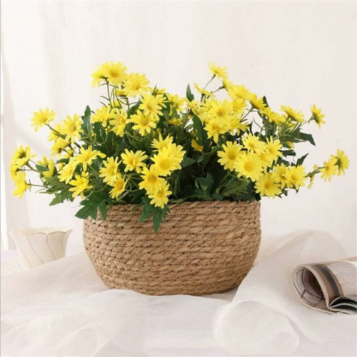 2pcs Jaune De Fleurs En Plastique Artificielles,résistantes Aux Uv,sans Fondu,pour Intérieur