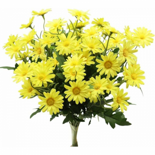 2pcs Jaune De Fleurs En Plastique Artificielles,résistantes Aux Uv,sans Fondu,pour Intérieur