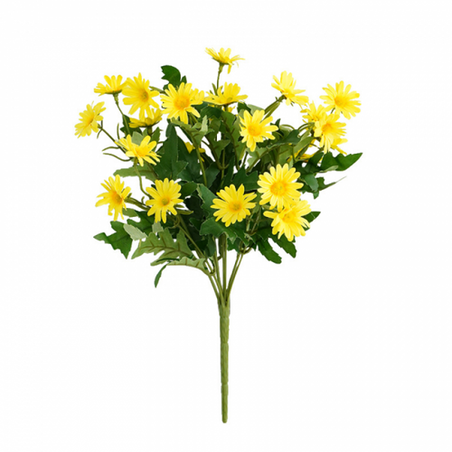 2pcs Jaune De Fleurs En Plastique Artificielles,résistantes Aux Uv,sans Fondu,pour Intérieur
