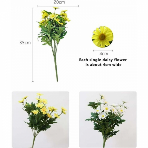 2pcs Jaune De Fleurs En Plastique Artificielles,résistantes Aux Uv,sans Fondu,pour Intérieur