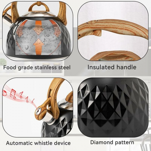 1 Pièce, Noir Bouilloire, 3l Theiere Induction, Bouilloire Sifflante, Bouilloire à Sifflet