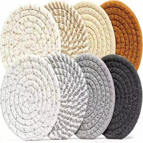 Lot De 8 11cmx 11cm Couleur Mix Sets De Table Rond Tissés Set De Table En Coton Lavable Antidérap