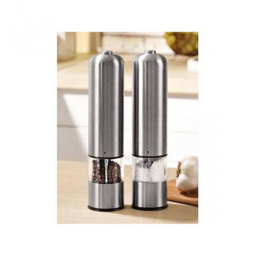 Lot De 2 Moulins à Sel Et à Poivre Électriques En Acier Inoxydable Argenté