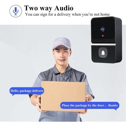 Sonnette Sans Fil Avec Caméra,1080p Visiophone Sans Fil Avec Carillon,audio Bidirectionnel,ip65