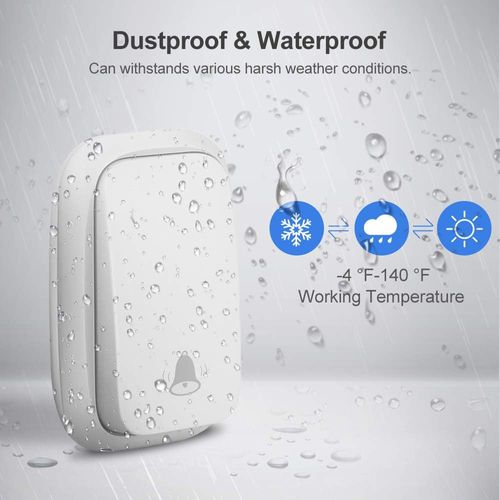 Blanc-sonnette Sans Fil, Sonnette Auto Alimentée Sans Batterie Requise Carillon De Porte Sans Fil