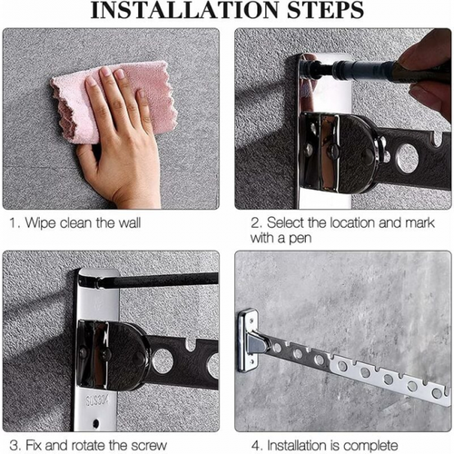 2pcs  Étendoirs Muraux Rabattables En Acier Inoxydable - Accroche Murale Pour Vêtements