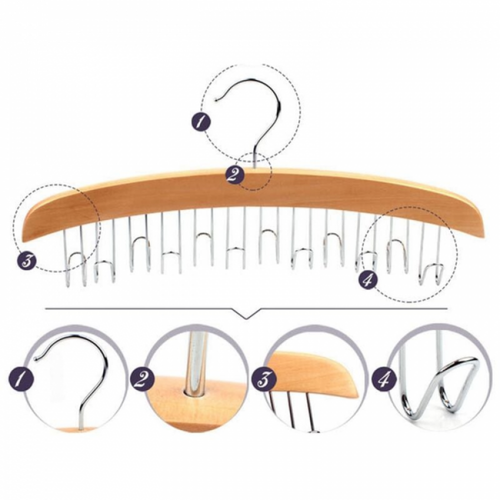 Robe Stockage Cintre 12 Crochets Bois Multifonctionnel En Bois Ceinture Cintre Ceintures Support