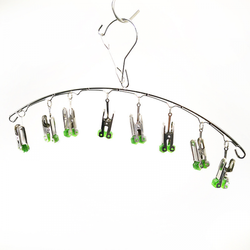 Vert 2pcs Cintre De Séchage En Acier Inoxydable, Suspension Séchage Rack Avec 8 Pinces