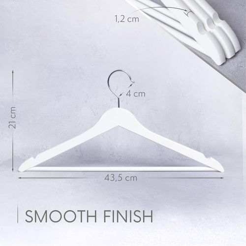 Cintres En Bois 5 Unités - Made In Eu - Cintre En Bois Blanc Pour Votre Armoire - Crochet Pivotan