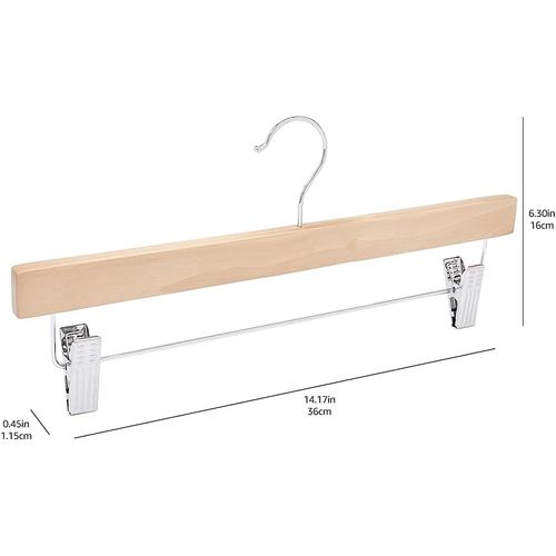 Lot De 1 Cintres En Bois Avec Pinces, Couleur Naturelle