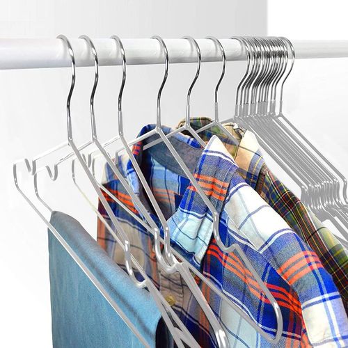 Cintres Gris  En Métal Revêtus De Caoutchouc Premium - Lot De 20, Gain De Place, Organisation