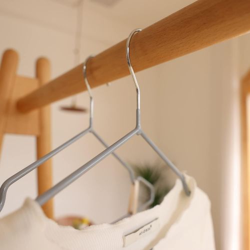 Cintres Gris  En Métal Revêtus De Caoutchouc Premium - Lot De 20, Gain De Place, Organisation