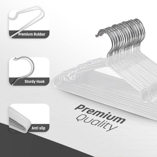 Cintres Blanc  En Métal Revêtus De Caoutchouc Premium - Lot De 20, Gain De Place, Organisation