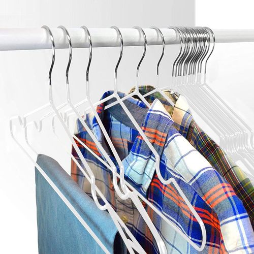 Cintres Blanc  En Métal Revêtus De Caoutchouc Premium - Lot De 20, Gain De Place, Organisation