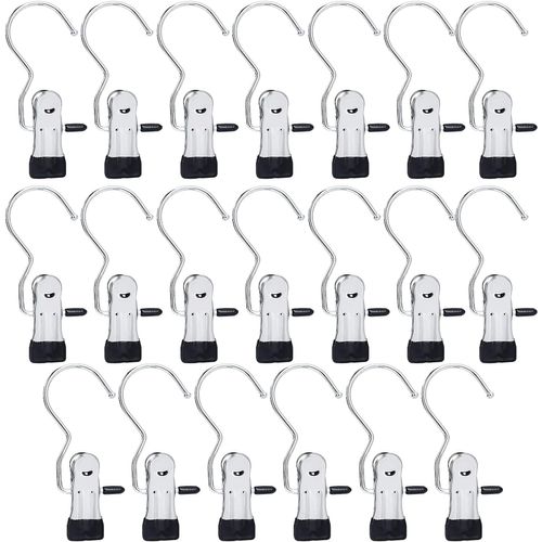 20 Pièces Crochet à Linge Portable Métal, Pinces à Linge En Métal Antidérapantes, Clips De Cintre