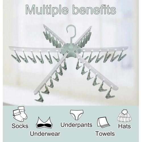 Pliable Séchoir Tourniquet, L'épingle à Linge,  Chaussettes, 36-clips Pinces à Linge Cintre Plast