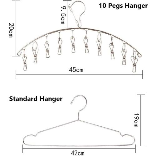 Kit De Séchage 3 Pièces En Acier Inoxydable Avec 10 Pinces Pour Sécher Les Chaussettes