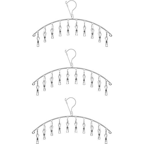 Kit De Séchage 3 Pièces En Acier Inoxydable Avec 10 Pinces Pour Sécher Les Chaussettes