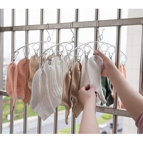 Kit De Séchage 3 Pièces En Acier Inoxydable Avec 10 Pinces Pour Sécher Les Chaussettes