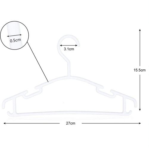Cintres Pour Bébés En Plastique Blanc - Lot De 10 Cintres Enfants Antidérapants, Cintre Bébé