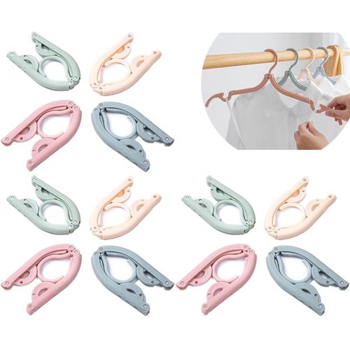 Lot De 12 Cintres De Voyage Portables Pliables En Plastique Pour Économiser De L'espace