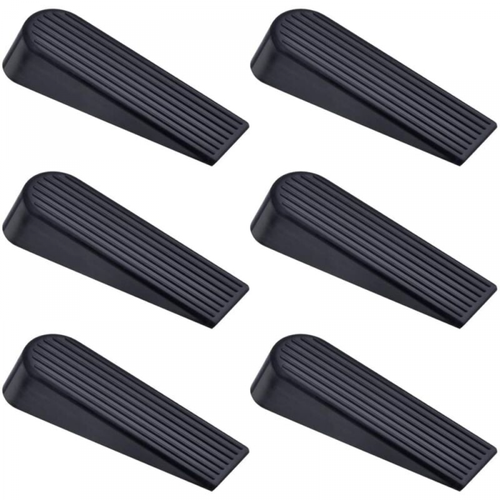 Lot De 6 Cales D'arrêt De Porte En Caoutchouc Noir Pour La Maison Et Le Bureau