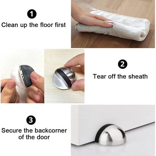 Arrêts De Portes, [lot De 4] Arrêts Et Butées De Porte En Acier Inoxydable Stop-porte Adhésif