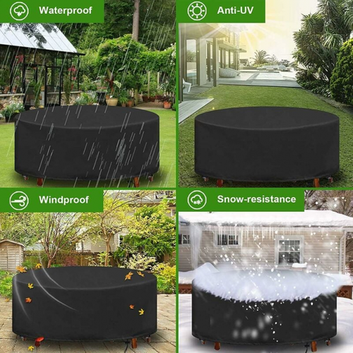 Housse De Protection Table Ronde De Jardin 180 X 90cm, Housse Salon De Jardin Imperméable, 210d