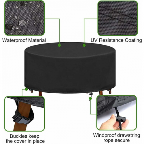 Housse De Protection Table Ronde De Jardin 180 X 90cm, Housse Salon De Jardin Imperméable, 210d