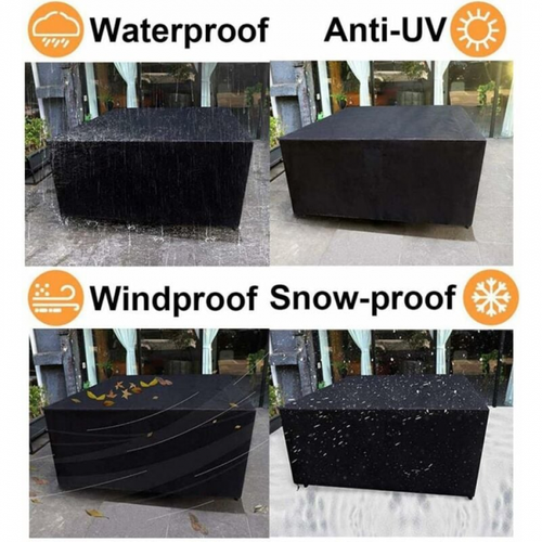 Noir,200 X 200 X 85 Cm Housse De Salon De Jardin,housse De Protection Rectangulaire 420d Housse