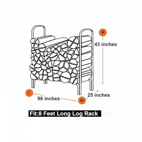 250x65x110cm Housse Pour Râtelier De Bois De Chauffage, 8ft En Tissu 210d Durable Et Imperméable