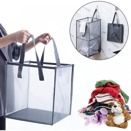 Gris Petit  33x33x33cm Panier à Linge Pliable, Corbeilles à Linge, Pop Up Pliage Grande Capacité