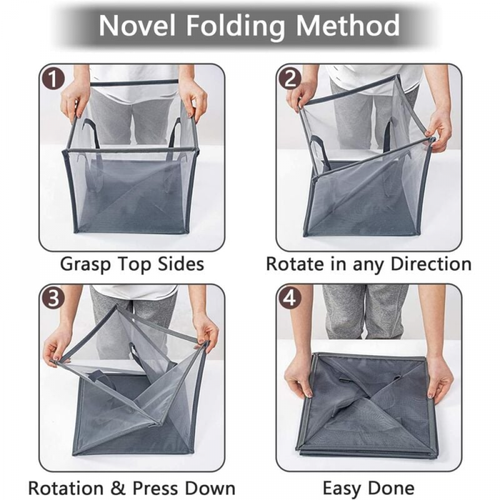 Gris Petit  33x33x33cm Panier à Linge Pliable, Corbeilles à Linge, Pop Up Pliage Grande Capacité