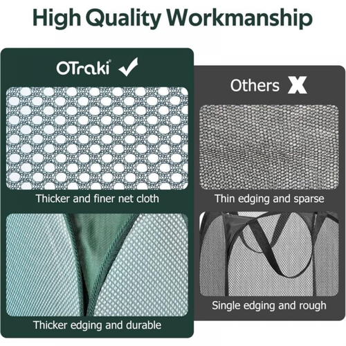 Vert Panier à Linge Sale Pliable Grand Pop Up Corbeille à Linge En Maille Bac à Linge Avec Poigné