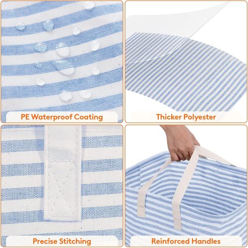 72l Panier à Linge Sale Pliable Imperméable En Tissu Avec Une Grande Capacité, Bleu