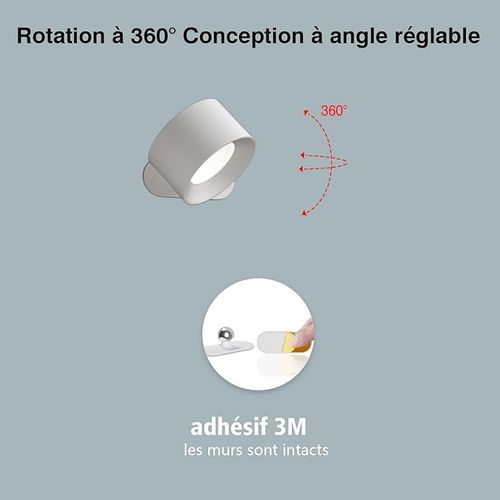 1pc Blanc Applique Murale Intérieure, Applique Murale LED Tactile Avec Port De Charge USB Contr