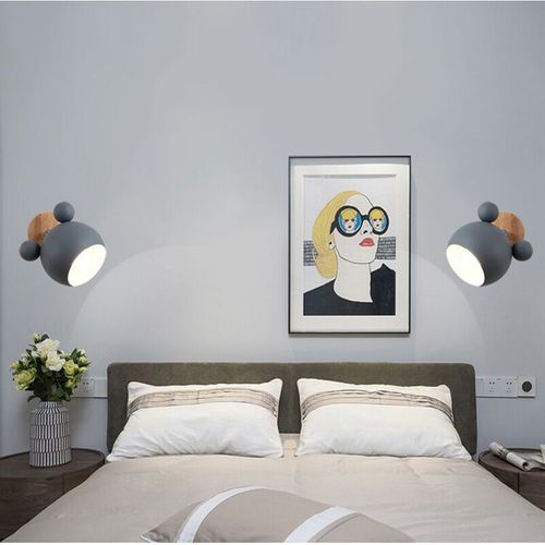 Lampe Murale Créative Pour Chambre D'enfant Verte, Tête De Souris à La Personnalité Simple