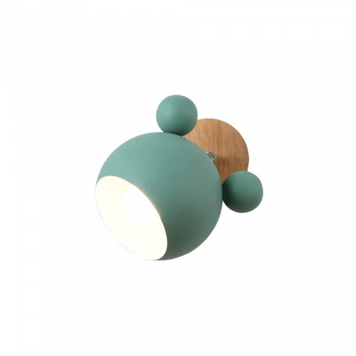Lampe Murale Créative Pour Chambre D'enfant Verte, Tête De Souris à La Personnalité Simple