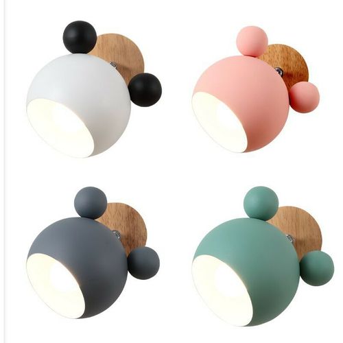 Lampe Murale Créative Pour Chambre D'enfant Verte, Tête De Souris à La Personnalité Simple