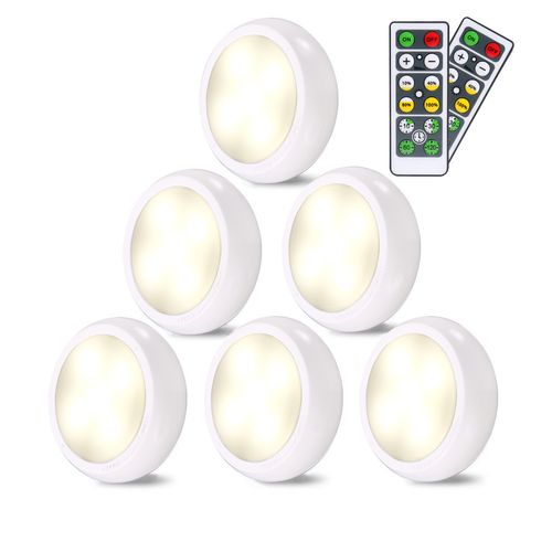 Blanc  Lampe De Placard Spot LED Murale Telecommande Sans Fil 6pcs Lampes Armoire Veilleuse