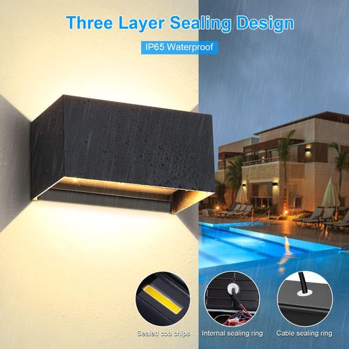 Noir，20w Appliques Murales LED 3000k Blanc Chaud Applique Extérieur Angle De Rayonnement Réglab