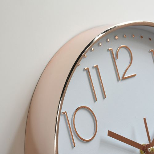 Moderne Horloge Murale Mute Silencieuse Pendule Murale Pour La Chambre Cuisine Salon - Or Rose