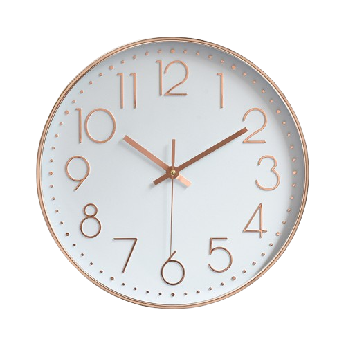 Moderne Horloge Murale Mute Silencieuse Pendule Murale Pour La Chambre Cuisine Salon - Or Rose