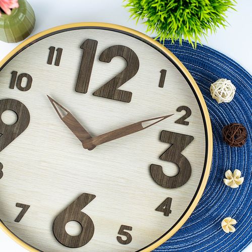 Horloge Murale Imitation Bois - 30 Cm