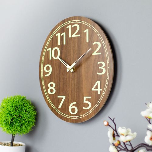 Horloge Murale Lumineuse Simple En Bois 30cm Horloge Silencieuse Panneau De Fibres De Bois Moyen