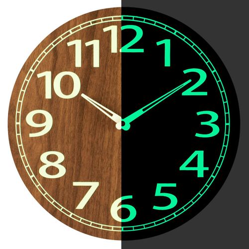 Horloge Murale Lumineuse Simple En Bois 30cm Horloge Silencieuse Panneau De Fibres De Bois Moyen