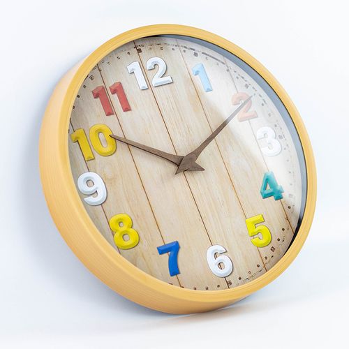 30cm-cartoon Bedroom Simple Clock Colourful Imitation Wood Grain Wall Clock Personalized Creative